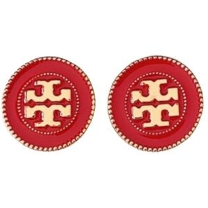 Tory Burch large red button stud earrings